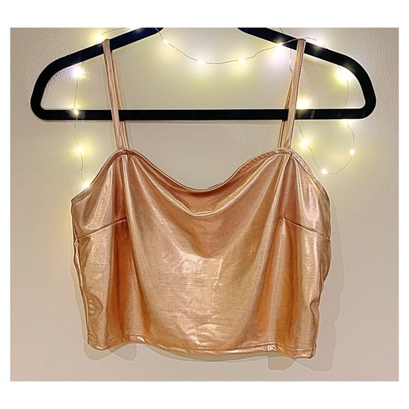 FOCUS Blouse Spaghetti straps Rose Good Metallic Rose Gold Size L - Picture 3 of 6